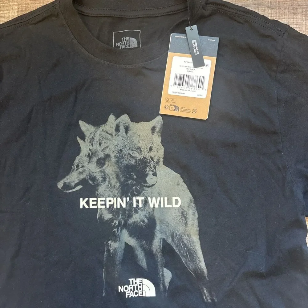 NWT THE NORTH FACE MENS WOLVES TOP SHORT SLEEVE T-SHIRT SMALL BLACK